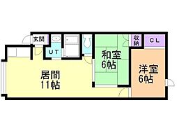 パンズィー・ナイン 2LDKの間取図画像