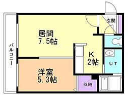 ピアチェーレ 1DKの間取図画像