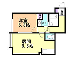 エクセル宮の沢 1LDKの間取図画像