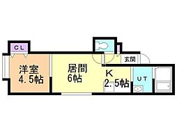 サンライズ富丘1・7 1LDKの間取図画像