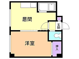 エヴァ八軒 1DKの間取図画像
