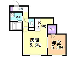 サンテラス手稲 1LDKの間取図画像