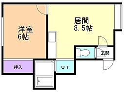 宮の沢ガーデンヒルズ2 1LDKの間取図画像