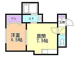 ハピネス銭函2 1DKの間取図画像