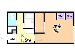 レオパレスクレールはまなす 1Kの間取図画像