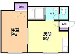 サンコート星置2 1DKの間取図画像
