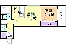 ALISTAIR 1LDKの間取図画像