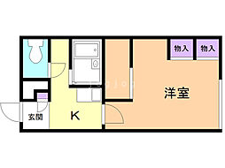 レオパレススカイブルー西町 1Kの間取図画像