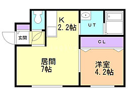 セレーノロッソ 1LDKの間取図画像