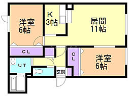 コートシンフォニー2 2LDKの間取図画像