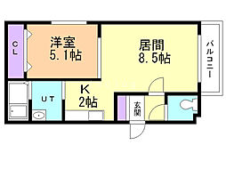 MTガーデン発寒南 1LDKの間取図画像