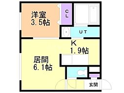 フォルトゥーナ宮の沢 1LDKの間取図画像