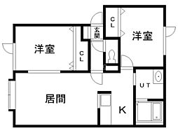 パティオ星置通 2LDKの間取図画像