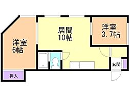 第二憩荘 2LDKの間取図画像