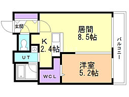 VILLETTA山の手 1LDKの間取図画像