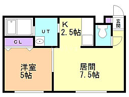 ピアス宮の沢 1LDKの間取図画像