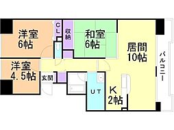 ベルフラワー八軒 3LDKの間取図画像