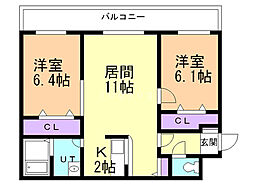 ヴィラージュ811 2LDKの間取図画像