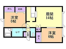 エスポワール.富丘 2LDKの間取図画像