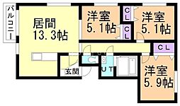 コンフォミア明日風 3LDKの間取図画像