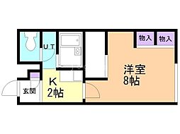 レオパレスロワジール西野B 1Kの間取図画像