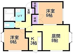 ハイツリヨ発寒 2LDKの間取図画像