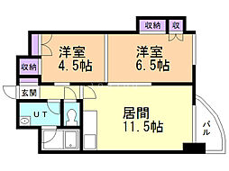 プレジャーランド 2LDKの間取図画像