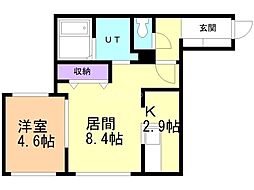 ブランシャールALAINKOTONI 1LDKの間取図画像