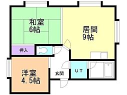 コーポ大橋 2LDKの間取図画像