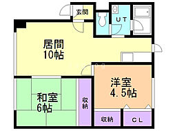 コーポなかのかわ 2LDKの間取図画像