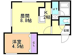 クラウンクローバー 1LDKの間取図画像