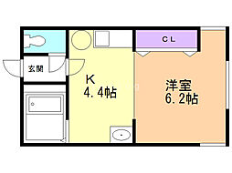 メゾンリッチ 1Kの間取図画像