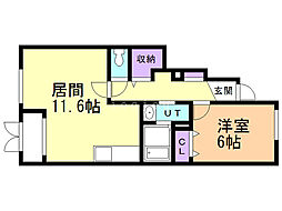 メゾン・ド・ソレイユ 1LDKの間取図画像