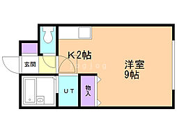 リバティ前田 1Kの間取図画像