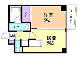 ハーモニー宮丘 1LDKの間取図画像