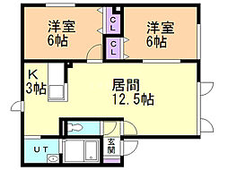 ウエストヴィラ1 2LDKの間取図画像