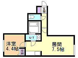 アーブル琴似 1LDKの間取図画像