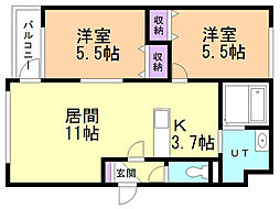 ルグラン宮の沢 2LDKの間取図画像
