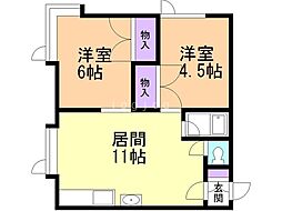 カーサエスパシオ 2LDKの間取図画像