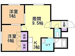 パークアメニティ 2LDKの間取図画像