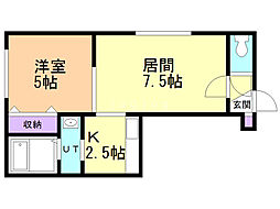 グランドソレイユ 1LDKの間取図画像