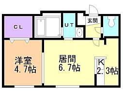 FUTABASQUARE琴似 1LDKの間取図画像