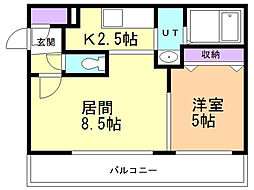 グランデルーシア手稲 1LDKの間取図画像
