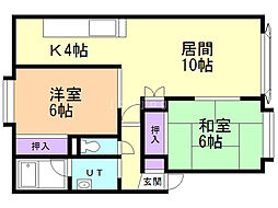 ルネサンス山の手B 2LDKの間取図画像