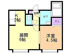 アクア・ガーデン発寒南 1LDKの間取図画像