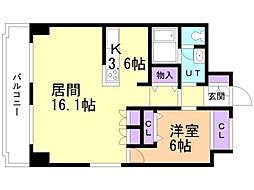 ダイアパレス琴似 1LDKの間取図画像