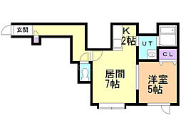 コモエヒル 1LDKの間取図画像