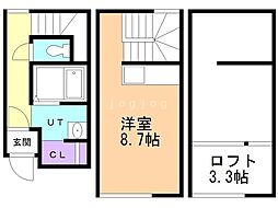 バムハウス ワンルームの間取り