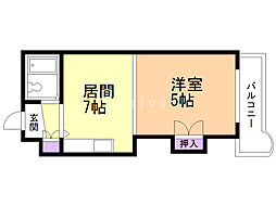 サンロードハイツ山の手 1DKの間取図画像