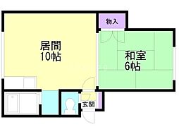 ヒュース八軒A 1LDKの間取図画像